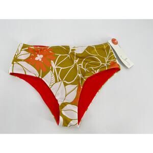NWT Seea Brasilia Reversible Bikini Bottom Sz S Jani White Coral Gold Floral